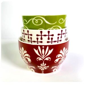 Starbucks Red, White, and Green Ceramic Bowls